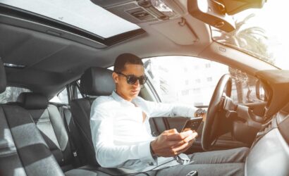 Man using contactless car rental